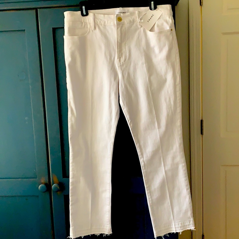 Frame - LE HIGH STRAIGHT white ankle length jeans